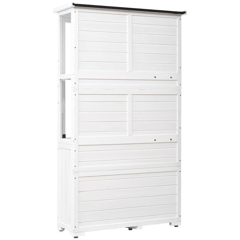 63'' H Mini Greenhouse Cold Frame Garden Wood Storage Cabinet Tool Storage Shed