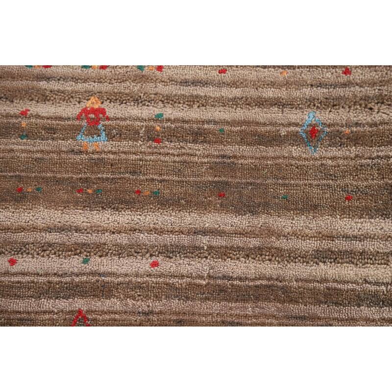 Hand Knotted Oriental 100% Wool Carpet Tribal Tribal Brown Gabbeh Area Rug - 8' 2'' X 5' 0''