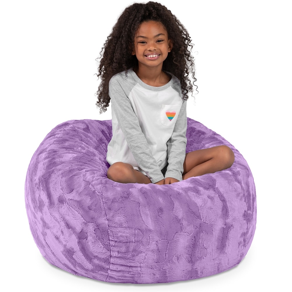 Jaxx Saxx 3 Foot Bean Bag Chair For Kids - Faux Fur - Fun Colors