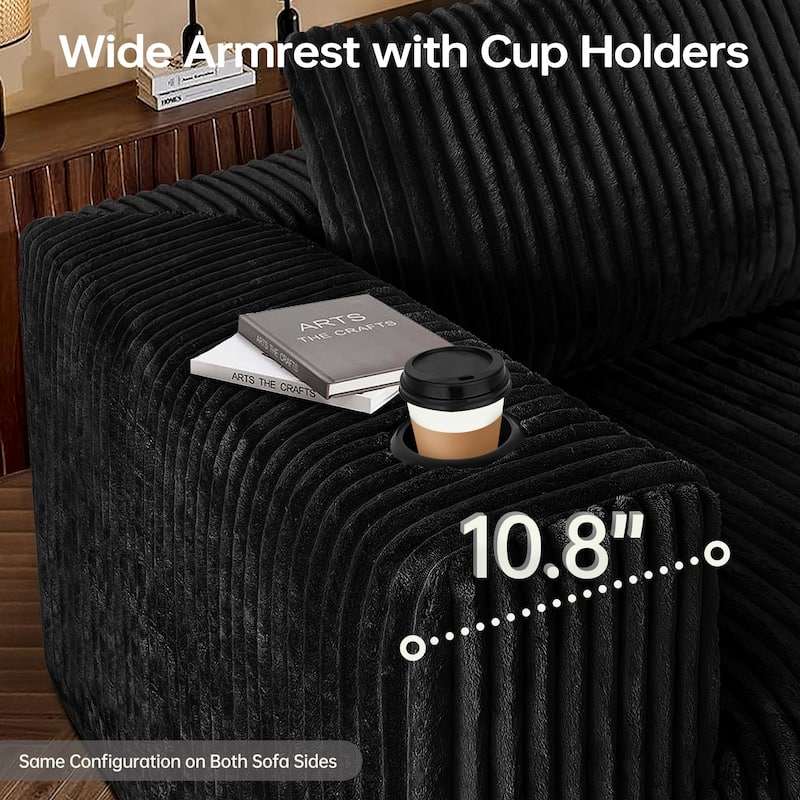 108" Cloud Sectional Couch with Chaise Lounge, L Shaped Modular Modern Sofa with Cup Holder, No Assembly Required