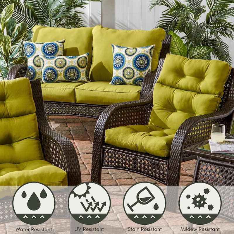 44-in x 22-in Solid Color Outdoor High-back Chair Cushions (Set of 2) (Cushions Only)