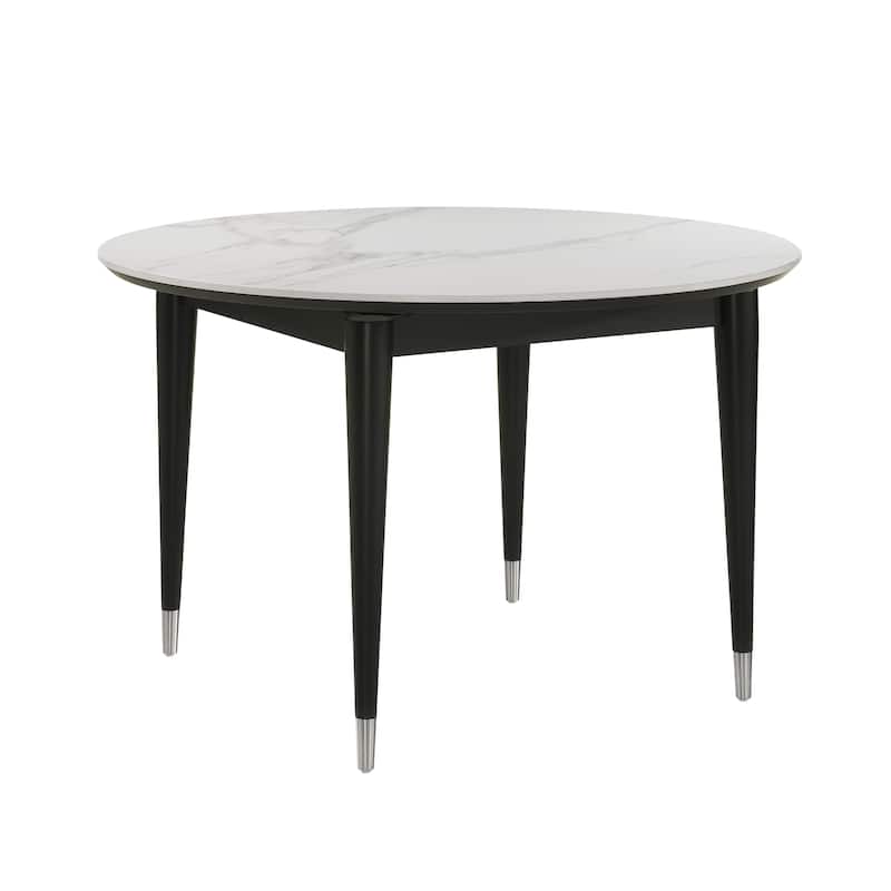 Furniture of America Kalor Modern 47-inch Sintered Stone Top Round Dining Table - Black and White