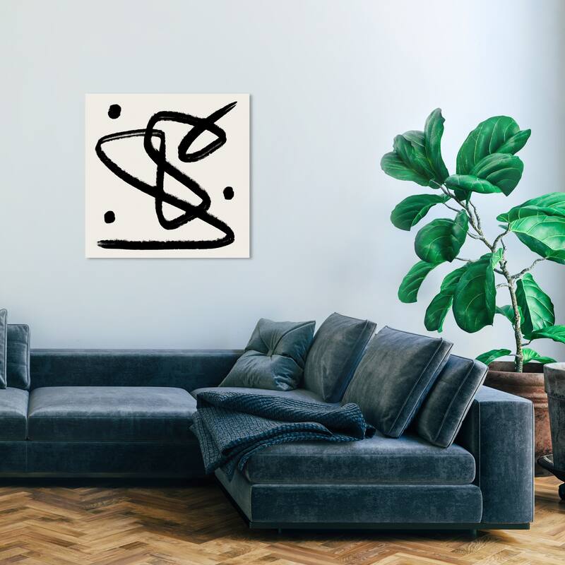 Wynwood Studio Prints Abstract Dreaming in Lines I Black and Cream White Modern & Contemporary Wall Art Canvas Print - 30 x 30