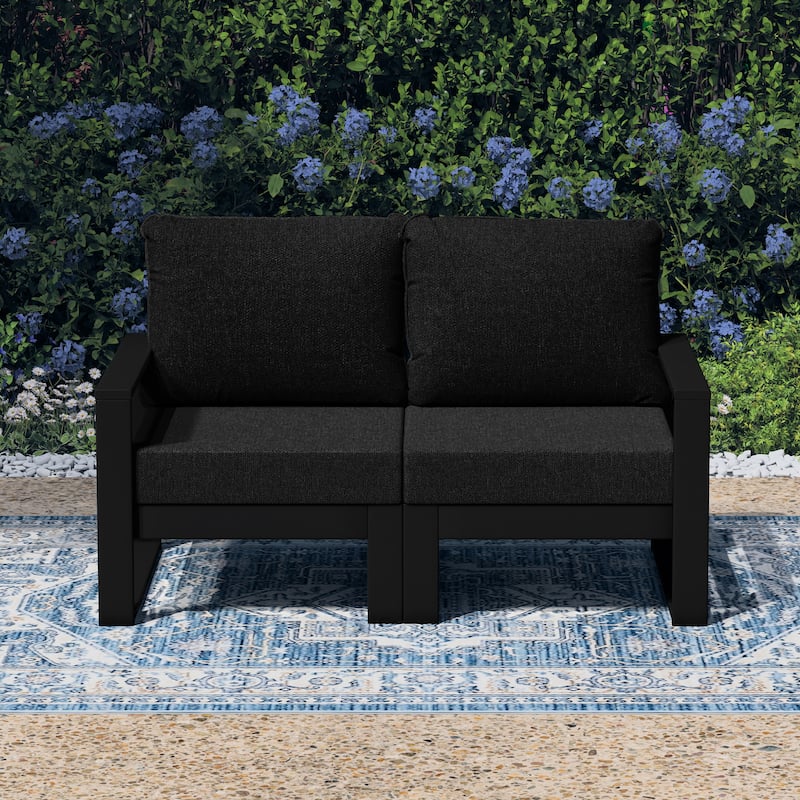 Endless Outdoor Patio Love Seat with Black Frame
