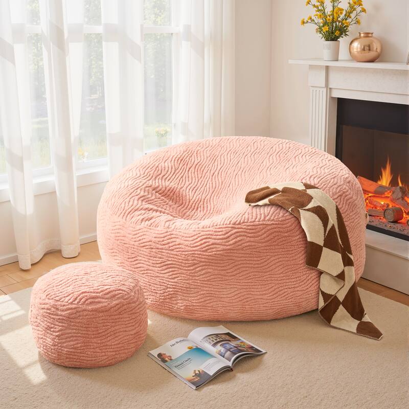 OVIOS Plush Wrapped Lounger Sofa With Ottoman