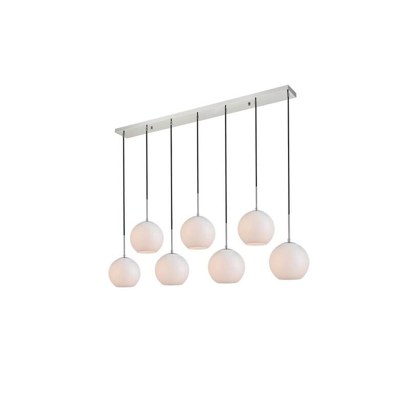 7-Light 54 inch Pendant with Frosted White Glass
