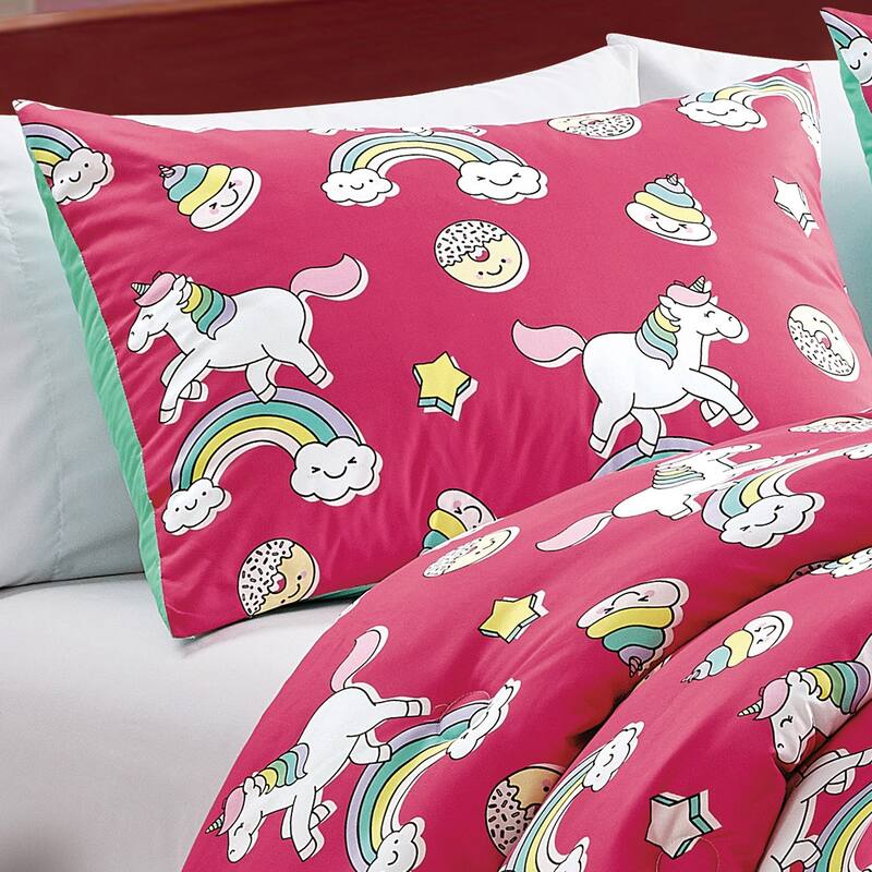 Shatex RAINBOW 4PC Kids Lightweight Bedspread set,Oversized Reversible Quilt set,Bedding Comforter Set
