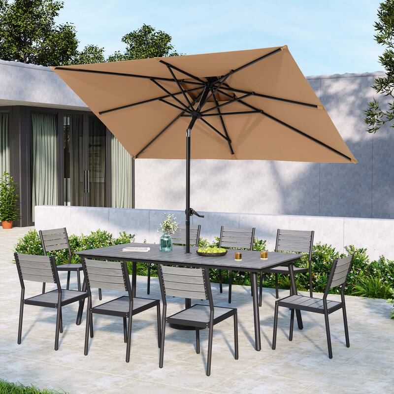 Pellebant 10 x 6.5 Ft Market Umbrella with Double Top, Base Not Included