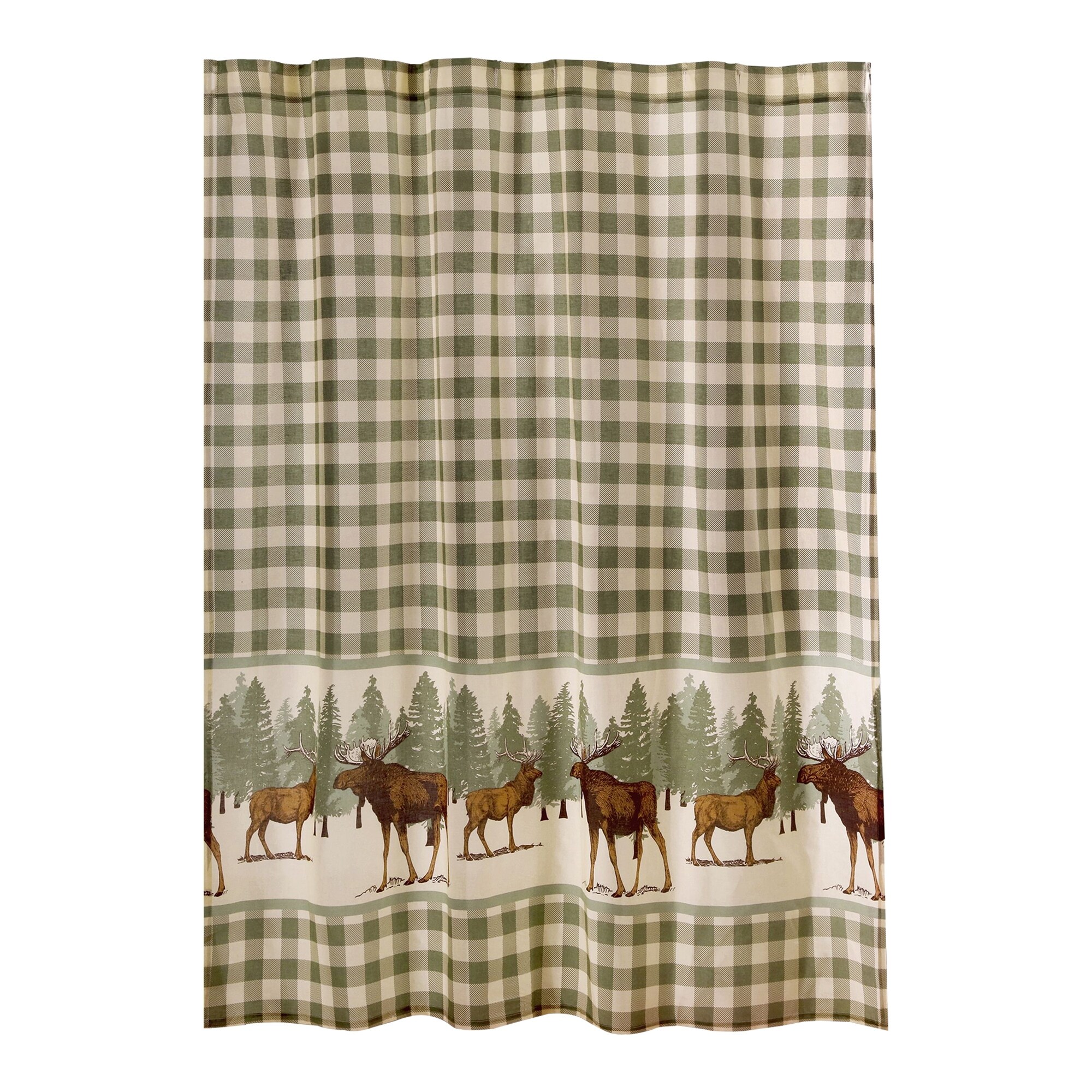 Shop Black Friday Deals On Fabric Shower Curtain With Plaid And Animal Print Green And Brown On Sale Overstock 31807255