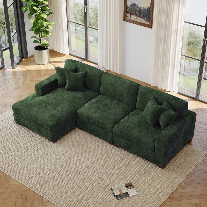 Oversized Modern Chenille Modular Sectional Sofa with Chaise