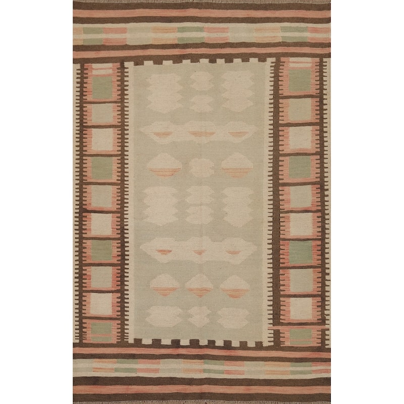 Hand Woven Southwestern Wool Multi-Colored Geometric Area Rug - 5' 10'' X 4' 1''