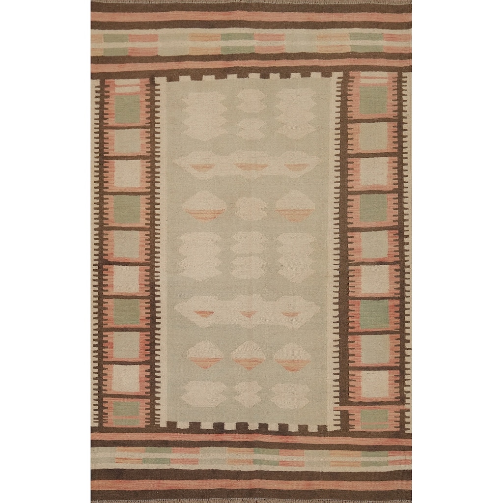 Hand Woven Southwestern Wool Multi-Colored Geometric Area Rug - 5' 10'' X 4' 1''