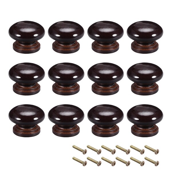 Cabinet Round Pull Knobs 34mm Dia Furniture Bedroom Kitchen Dark Brown 12pcs