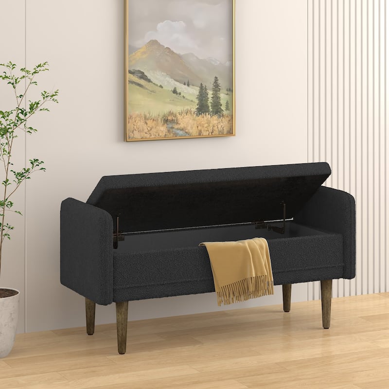 Teddy velvet storage stool, ,with storage space