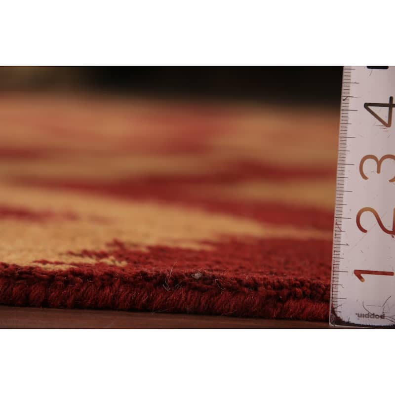 Hand Knotted Oriental 100% Wool Carpet Modern Geometric Red Moroccan Area Rug - 9' 7'' X 7' 11''