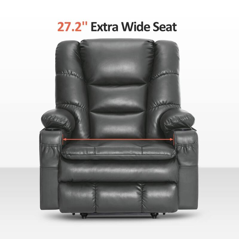 MCombo Large-Wide Dual Motor Power Lift Recliner with Massage and Dual Heating for Big and Tall Elderly, Faux Leather R7635