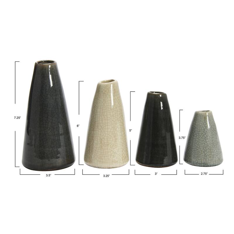 Stoneware Bud Vases in Crackle Glaze