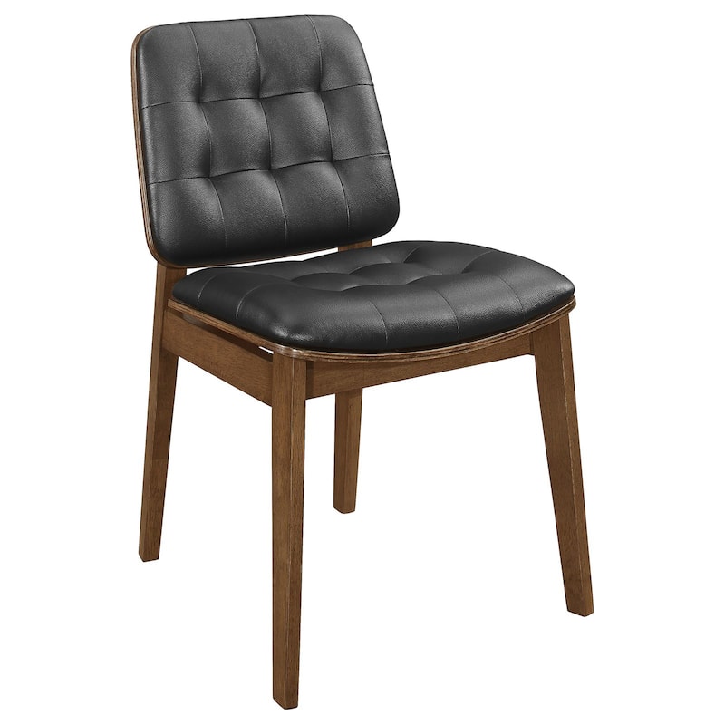 2PCS Tufted Back Side Chairs,Dining Chair with Wooden Legs - Black