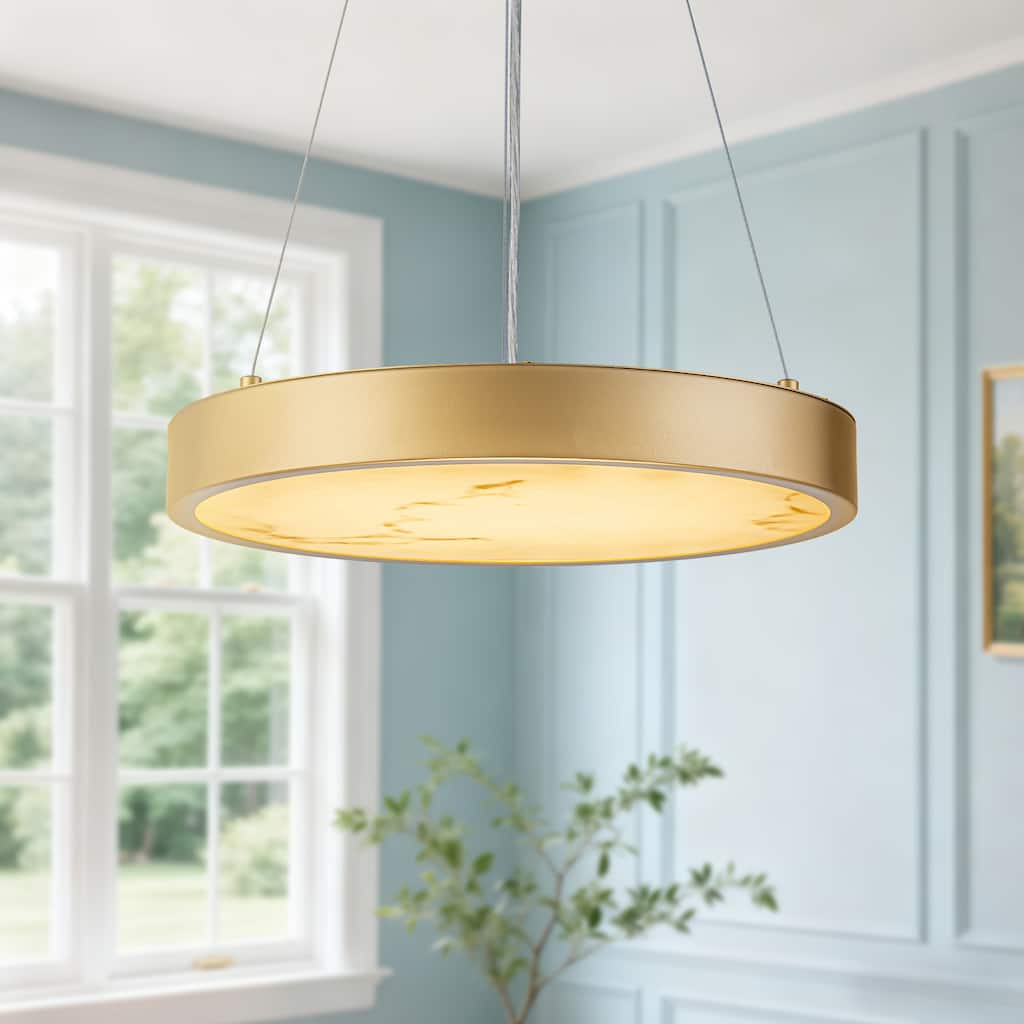 Starsky Alabaster Stone-look Resin Modern Gold LED Chandelier