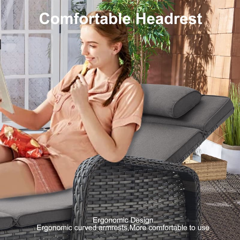 Outdoor Chaise Lounge Chair Adjustable 5-Position - 1-Piece