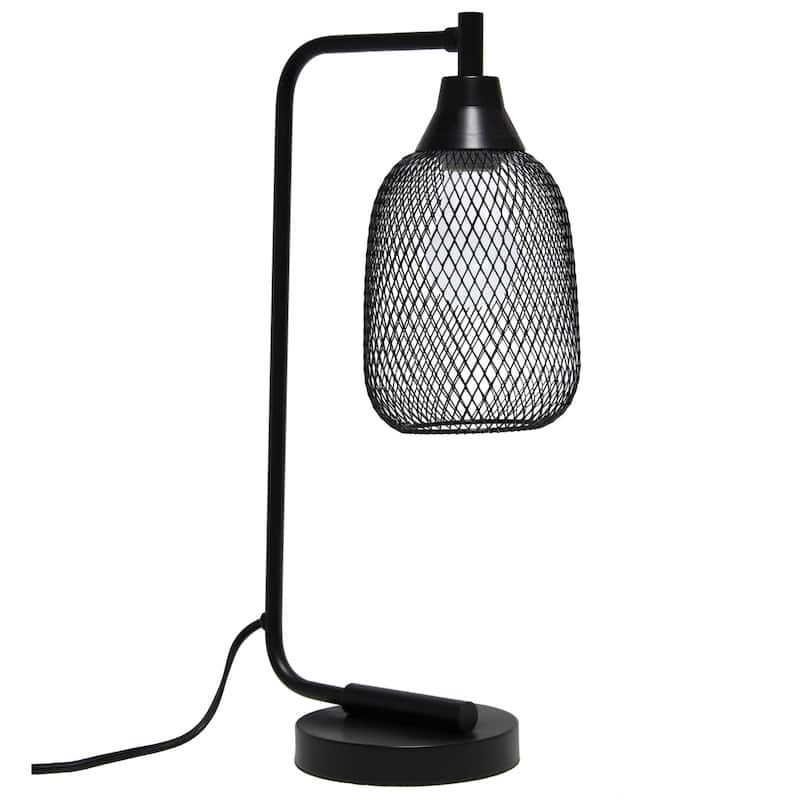 Industrial Style Desk Lamp with Mesh Wire Shade - 19" - Black