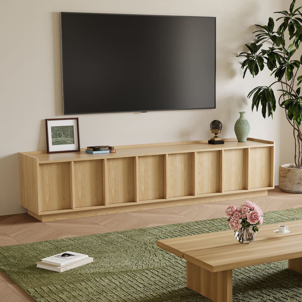 78.74" Modern TV Stands with Brown Wood Grain,Mid Century Media Console With 4 Cabinets
