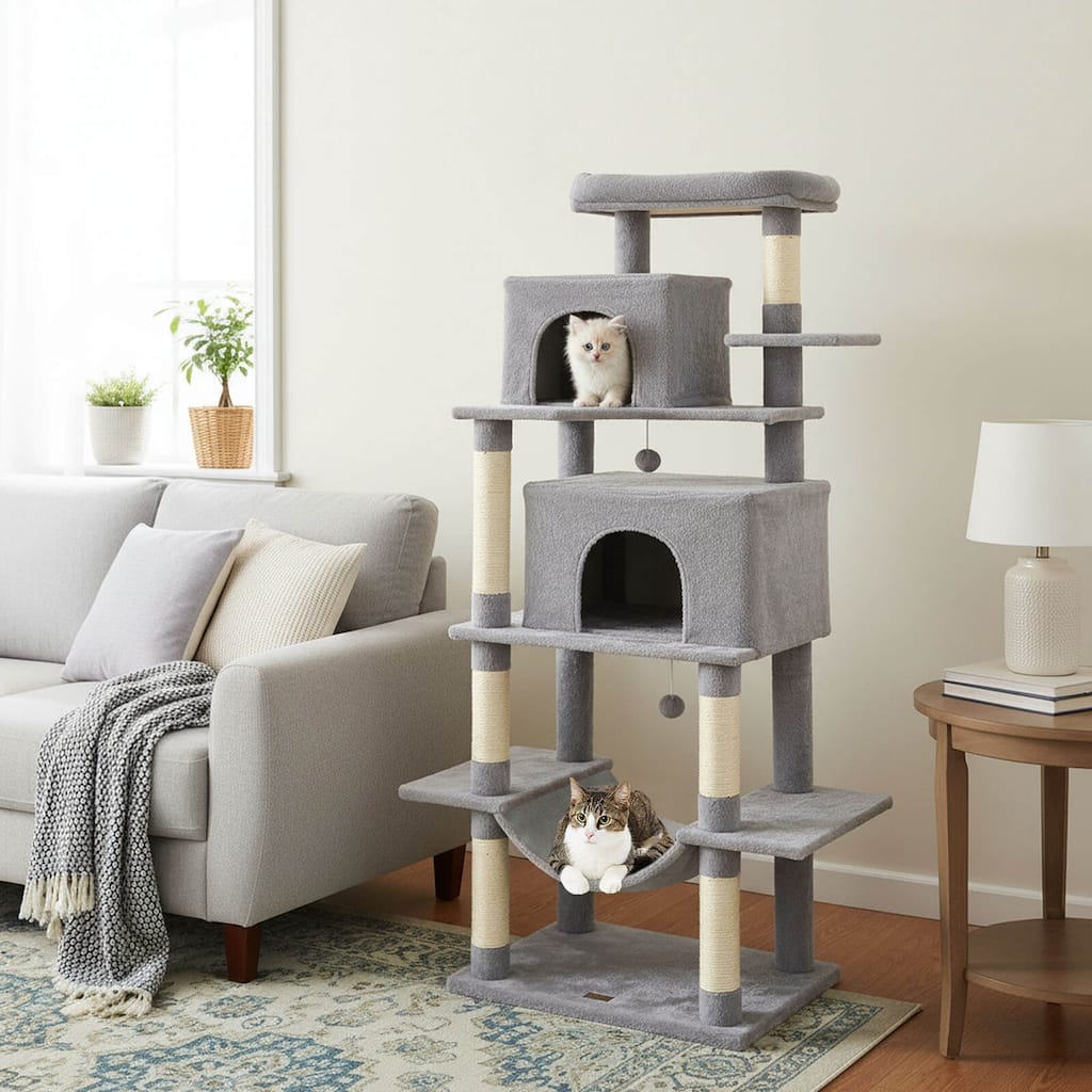 Costway 70” Large Cat Tree for Indoor Cats with Plush Top Perch, Dual - See Details