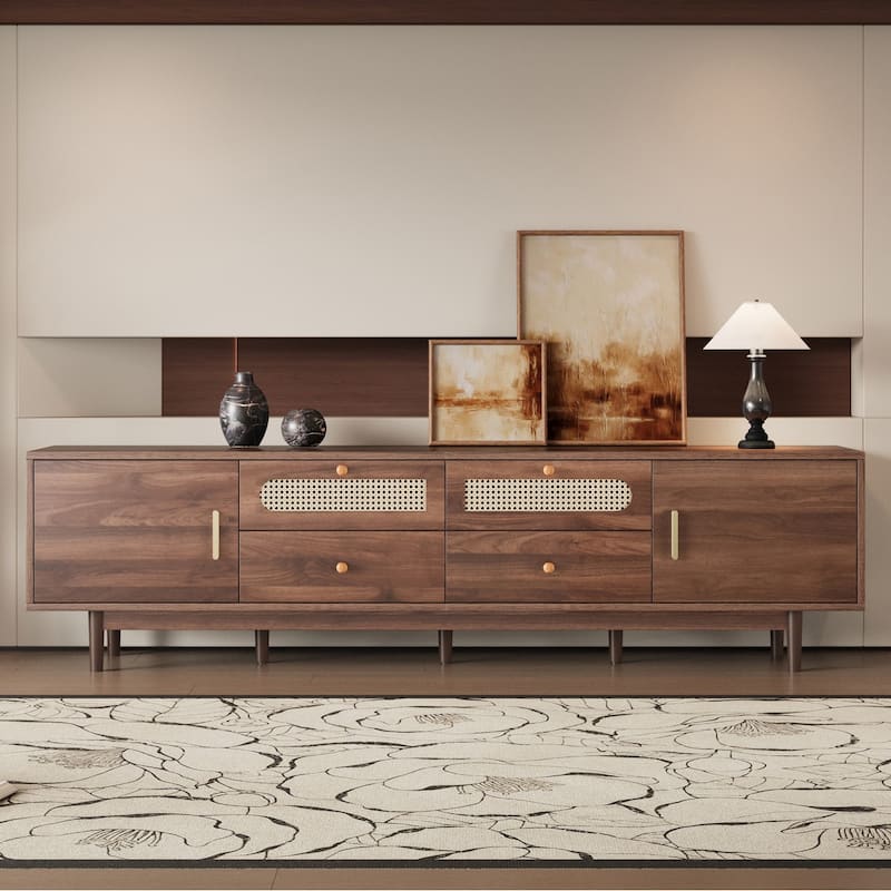 Rustic 76" TV Stand for TVs Up to 85", Entertainment Center with Storage Drawers