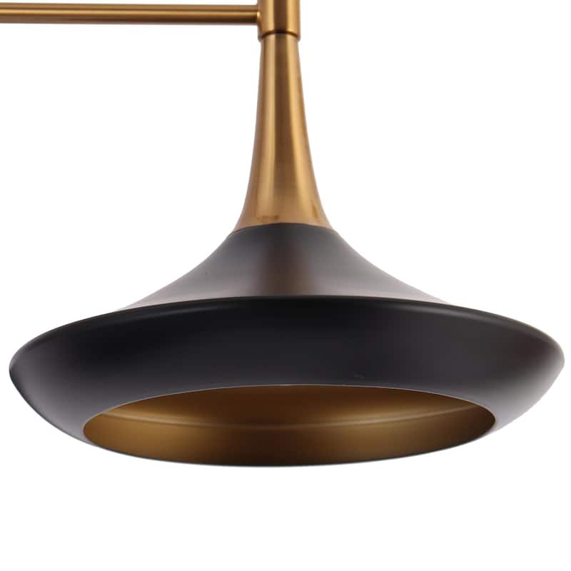 Conia Mid-Century Modern Black 5-Light Wheel Chandelier for Dining Room
