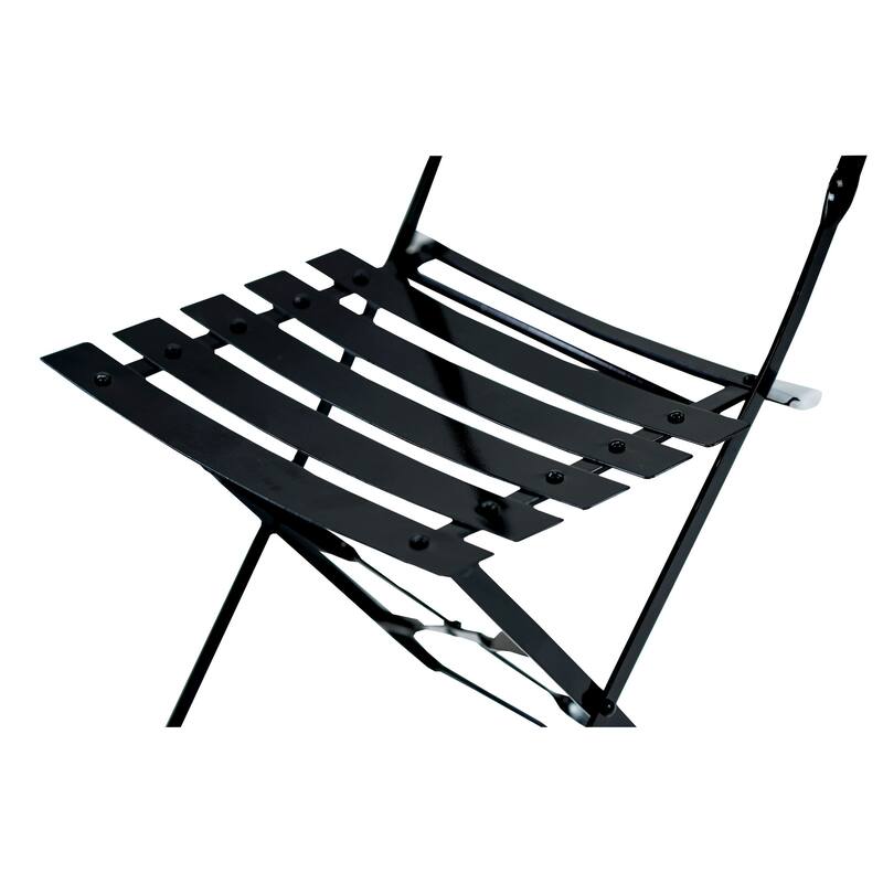 Set of Two Black Aluminum Outdoor Folding Dining Chairs