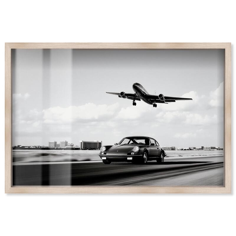 Sports Car Takeoff Shadowbox by Art Remedy - Natural - 15" x 10"