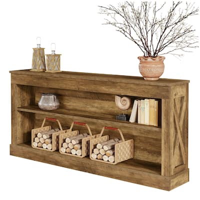 Industrial Farmhouse Wood Hallway Console Table with 3-Tier Shelves