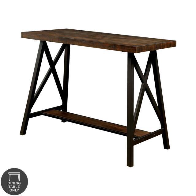 Furniture of America Industrial Weathered Oak 47-inch Counter Table - Weathered Oak/Black