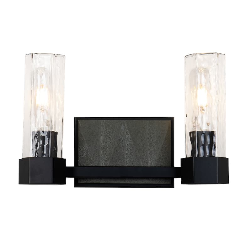 2 Light Bath Vanity in Black and Grey