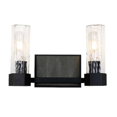 2 Light Bath Vanity in Black and Grey