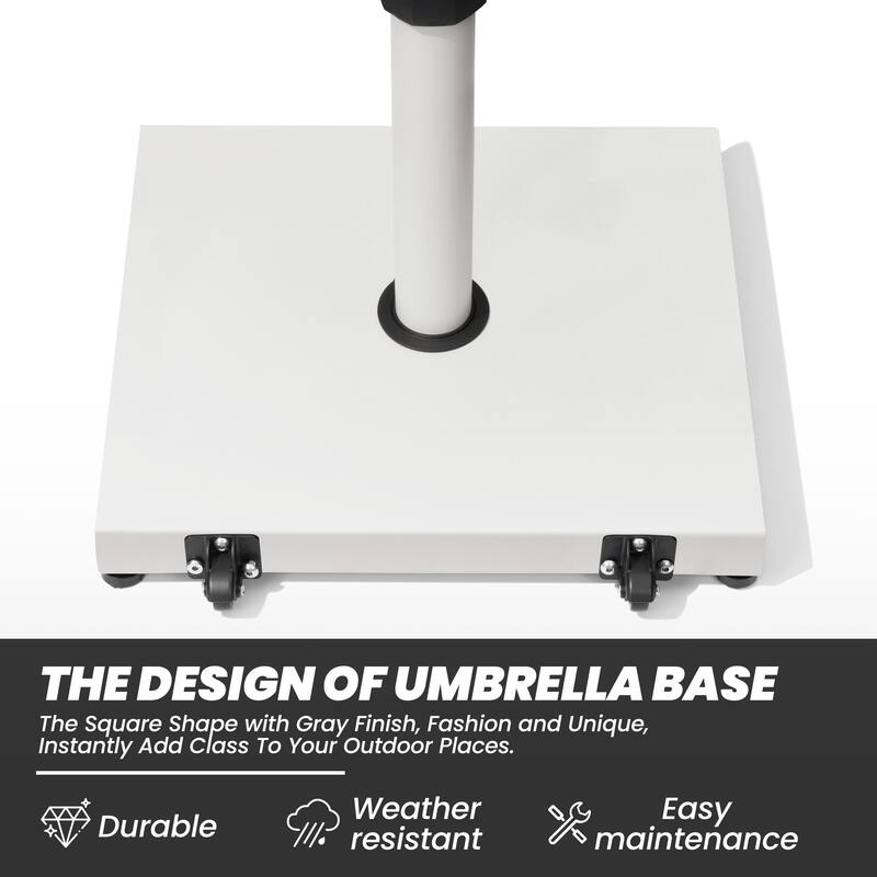 Outdoor Market Umbrella Base Holder Square Concrete / Cement Metal w/Wheels