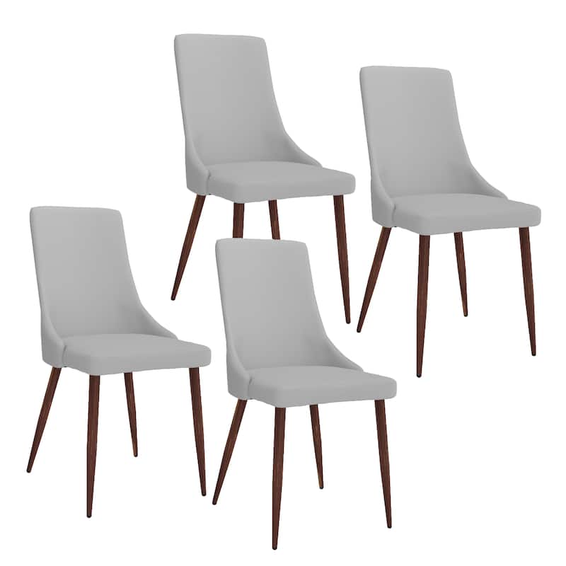 Mid-Century Faux Leather and Metal Dining Chair, Set of 4