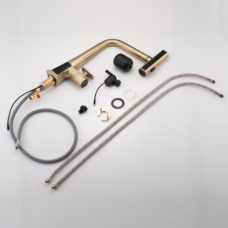 Modern 360°Rotating Waterfall Kitchen Faucet with Temperature Display & Pull Down Sprayer