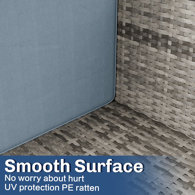 3-Piece Outdoor Wicker Sectional Sofa Set, Patio Furniture with Chaise Lounge & Coffee Table - N/A