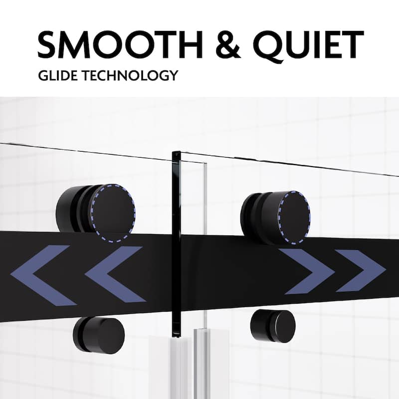 SP Series 62" - 66" W x 77" H Contemporary Frameless Double Sliding Shower Door with 3/8" Clear Tempered Glass