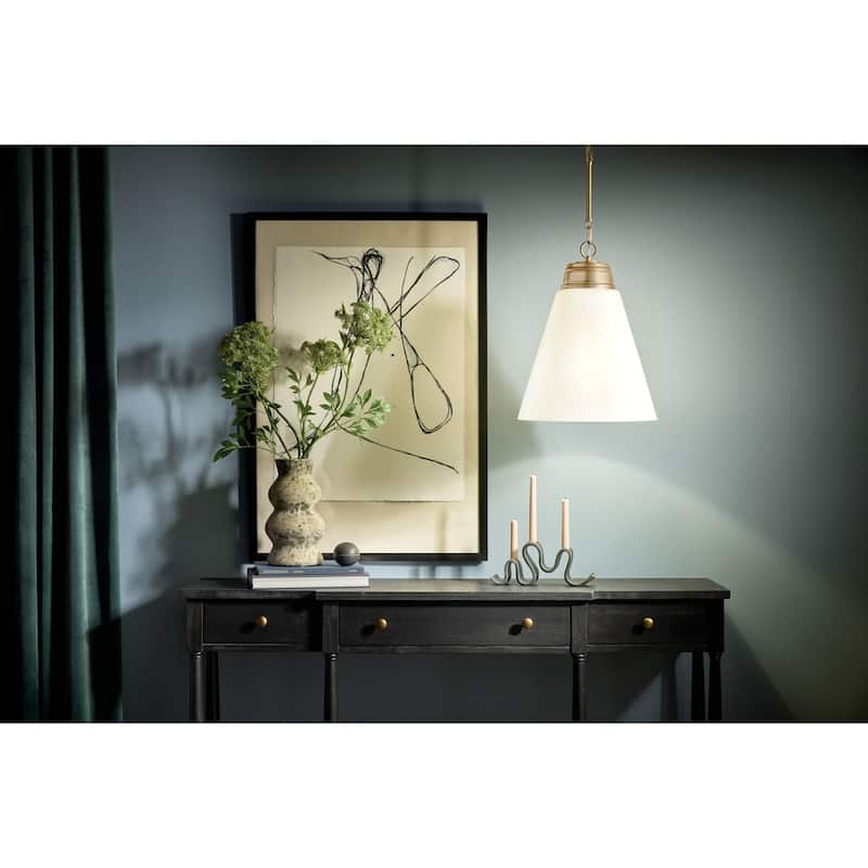 Kichler Lighting Marsailli 19.75" 1-Light Large Pendant with Opal Glass in Champagne Bronze - 15.75
