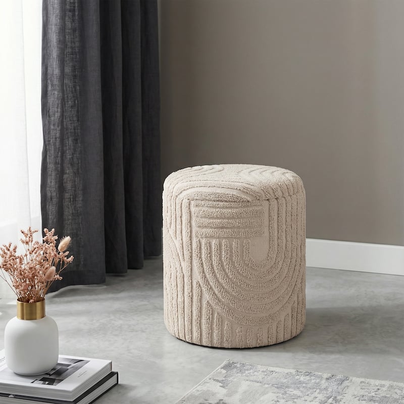 Modern Fabric Round Storage Ottoman