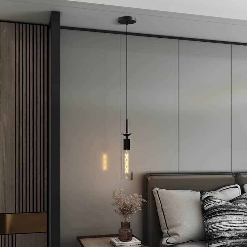 3-Pack Black Glass Pendant Lights - Adjustable, Industrial - Kitchen Dining(No Bulbs)