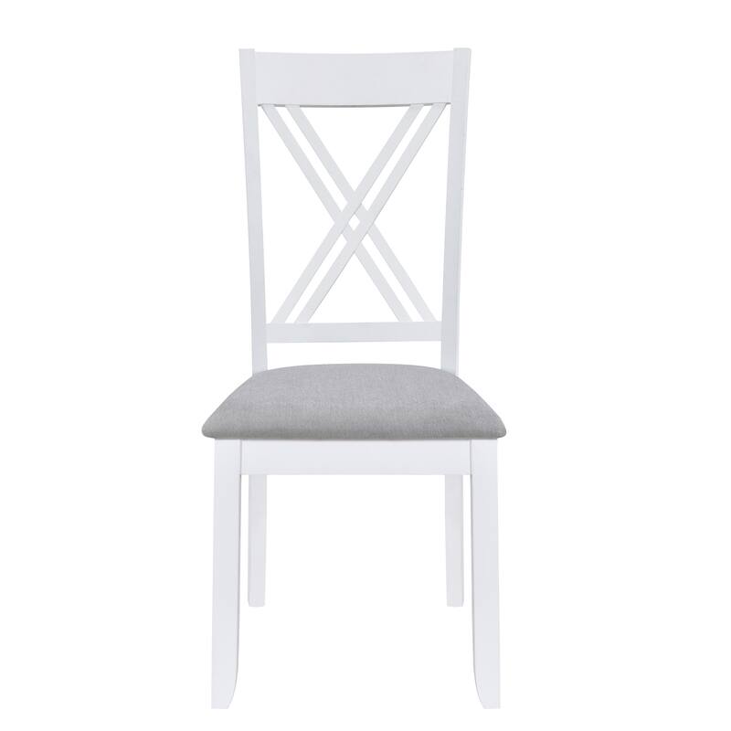 White 5-Piece Wooden Dining Table Set with 4 X-Back Chairs