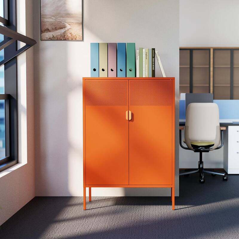 GDFStudio - Mason Sturdy Steel Locker with Adjustable Shelves and Versatile Storage Design