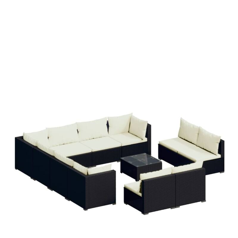 vidaXL Patio Lounge Set Outdoor Sectional Sofa Set Table Garden Poly Rattan