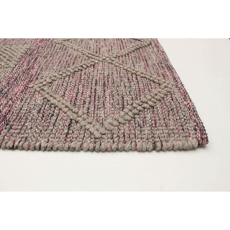 ECARPETGALLERY Braid weave Sienna Grey Wool Rug - 4'11 x 8'3