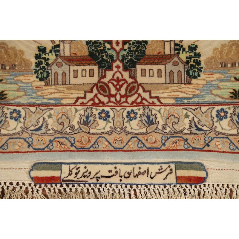 Vegetable Dye Isfahan Persian Vintage Rug Handmade Wool Carpet - 4'11" x 7'8"