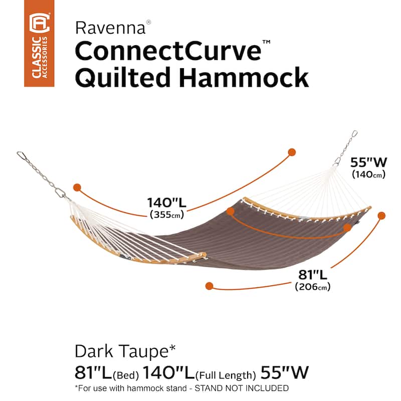 Classic Accessories Ravenna ConnectCurve Quilted Double Hammock, 81"L x 55"W