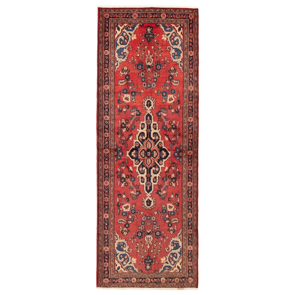 ECARPETGALLERY Hand-knotted Andelz Red Wool Rug - 3'7 x 10'3